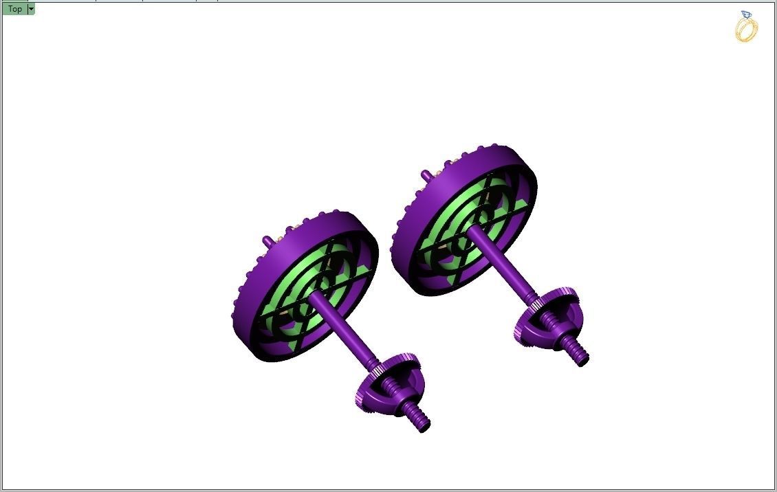 Custom Oval Shape Stepping Diamond Studs - Earrings 16mm  3D print model_11