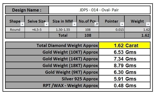 Custom Oval Shape Stepping Diamond Studs - Earrings 16mm  3D print model_18