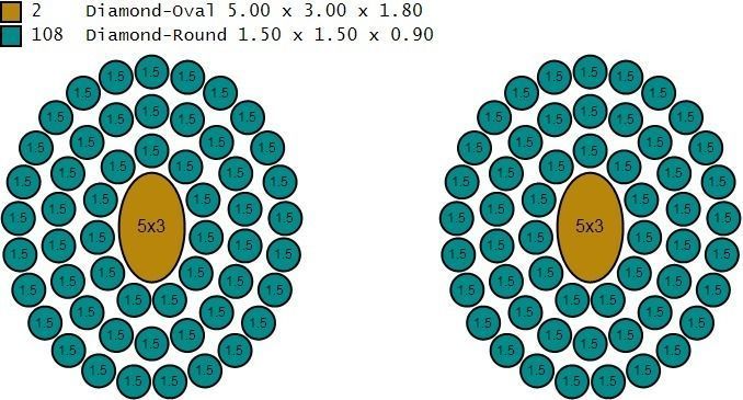 Custom Oval Shape Stepping Diamond Studs - Earrings 16mm  3D print model_16