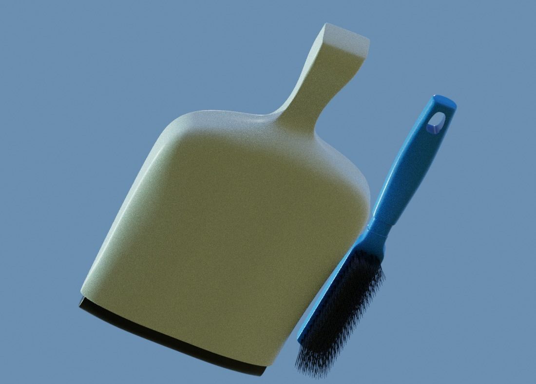 Dustpan and Brush Set Low-poly 3D model_5