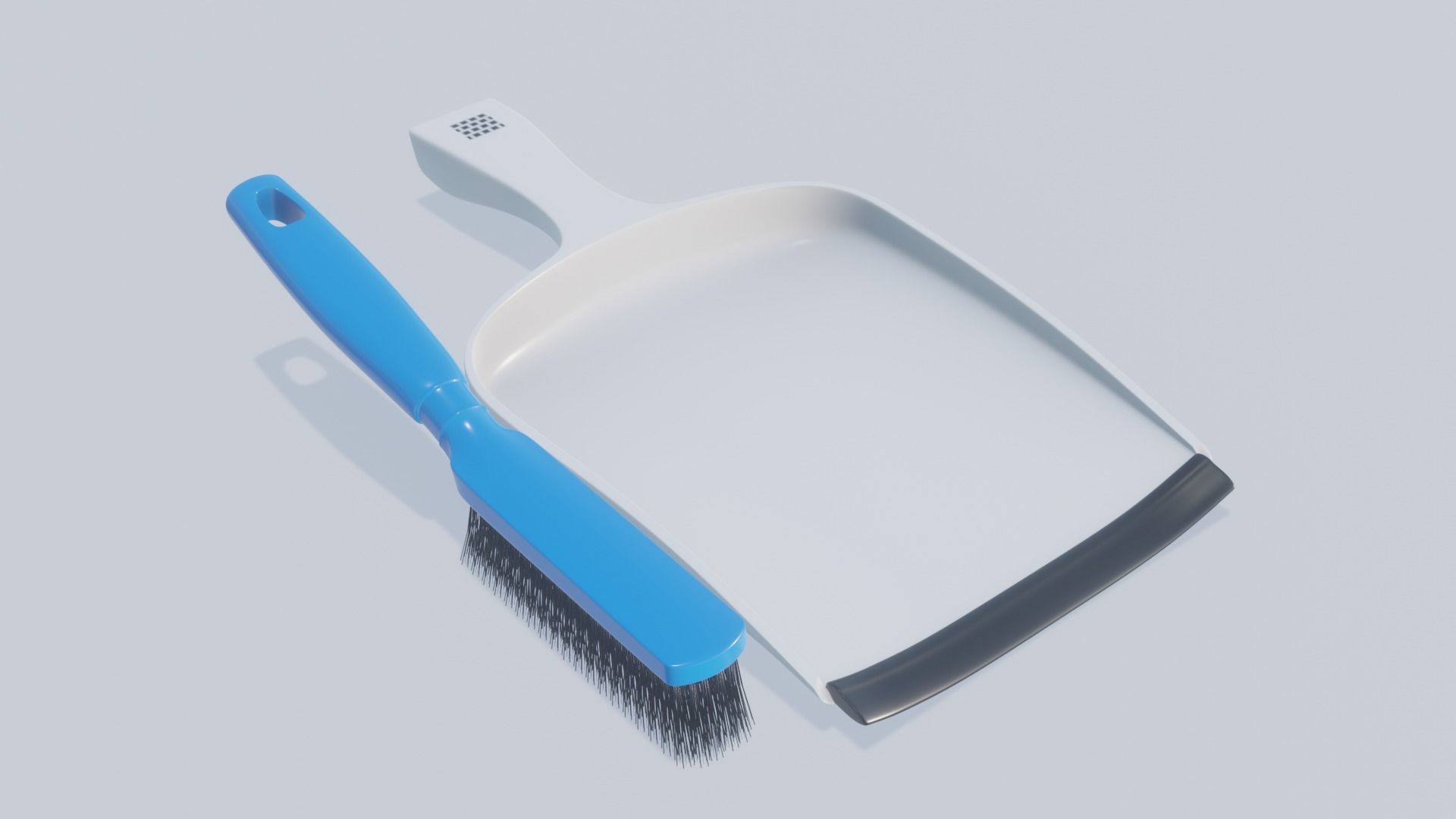 Dustpan and Brush Set Low-poly 3D model_1