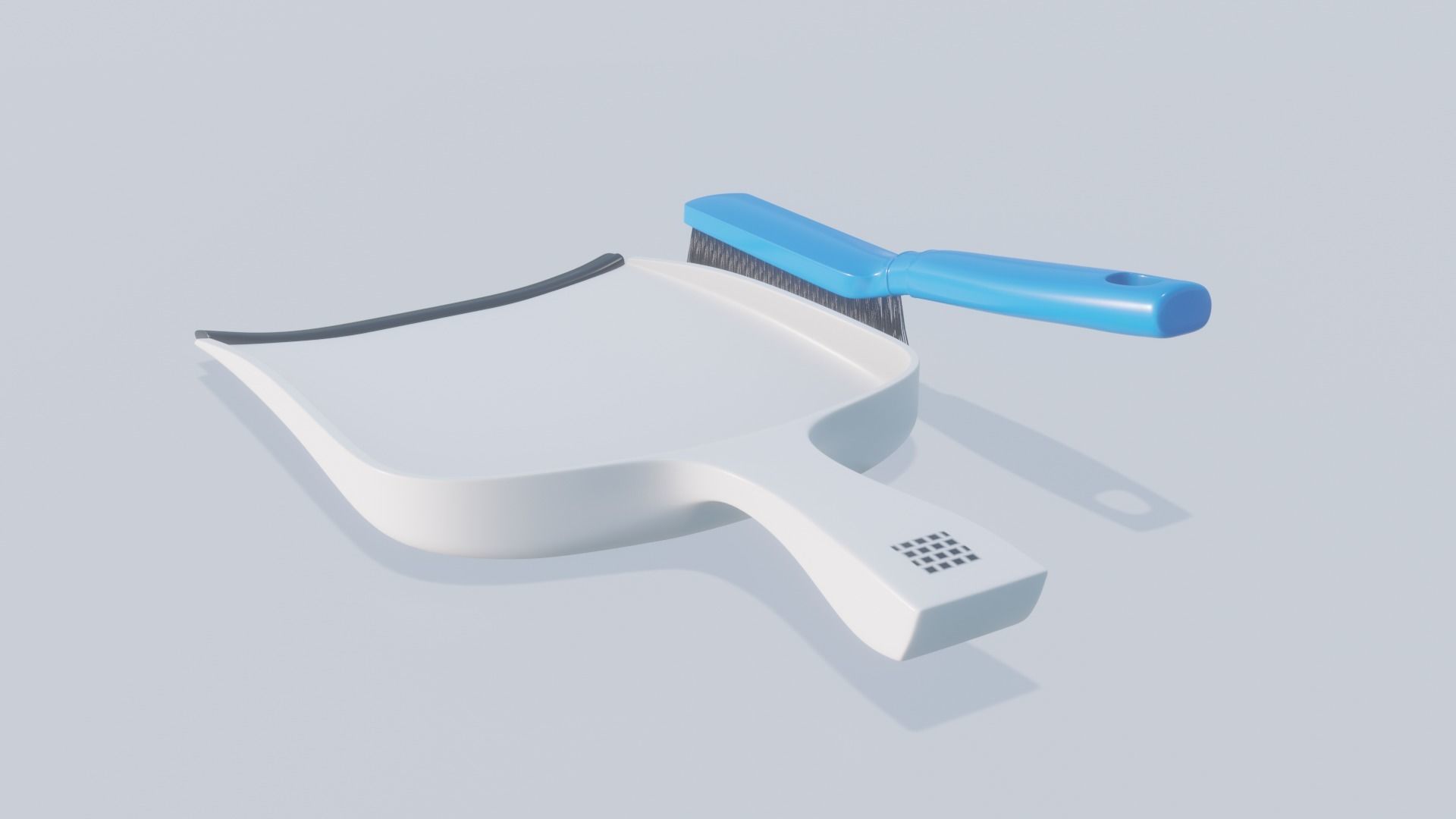 Dustpan and Brush Set Low-poly 3D model_3