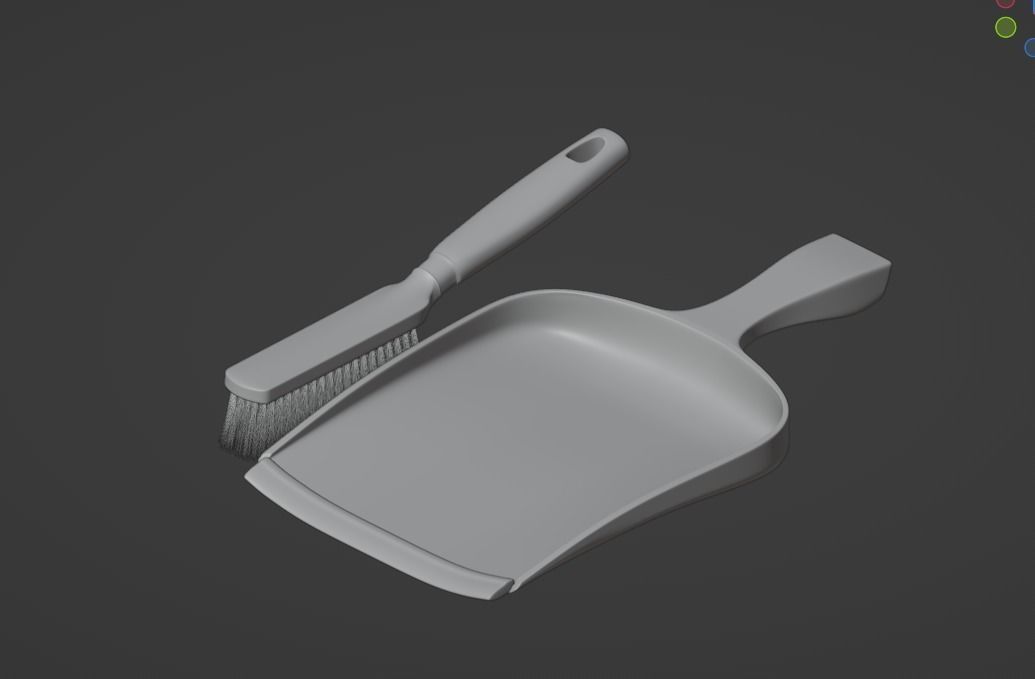 Dustpan and Brush Set Low-poly 3D model_6