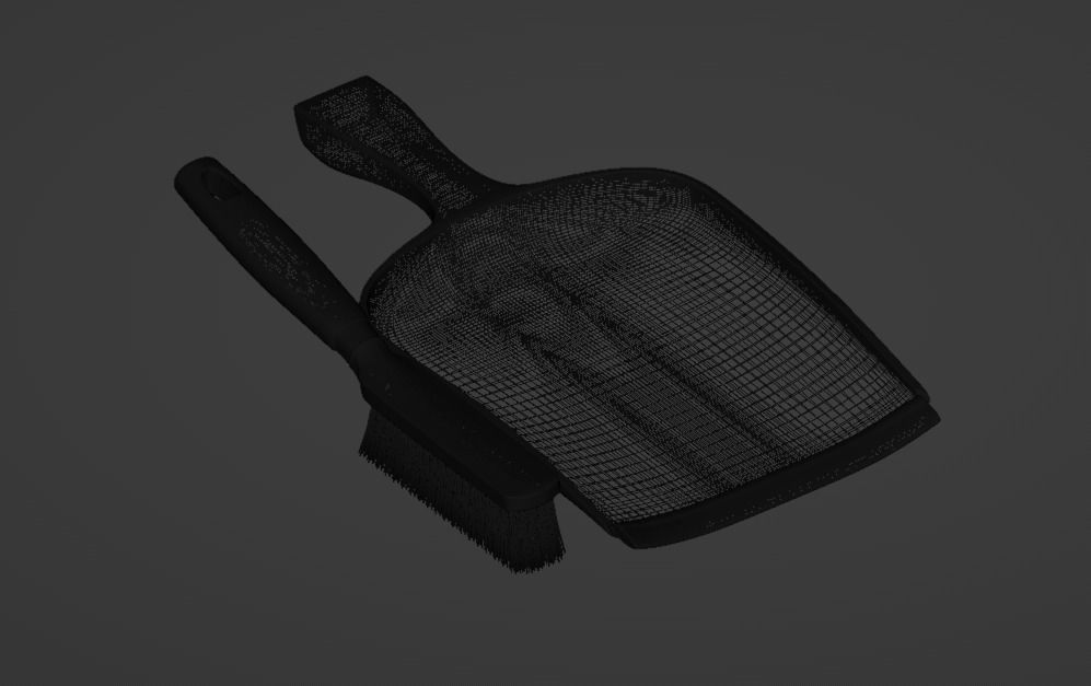 Dustpan and Brush Set Low-poly 3D model_8