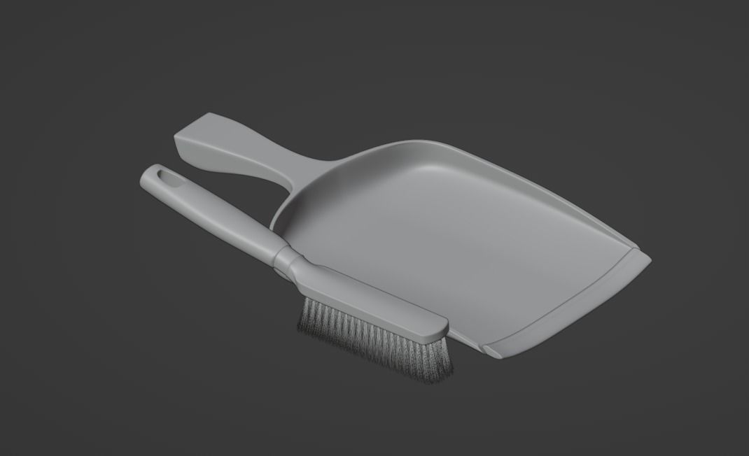 Dustpan and Brush Set Low-poly 3D model_7