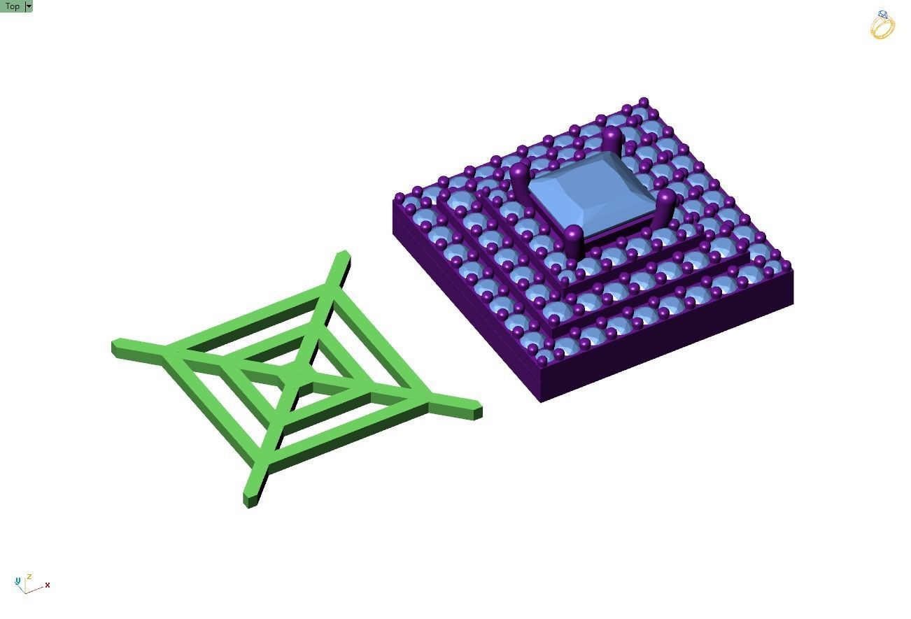 Custom Square Shape Stepping Diamond Studs - Earrings 16mm  3D print model_16