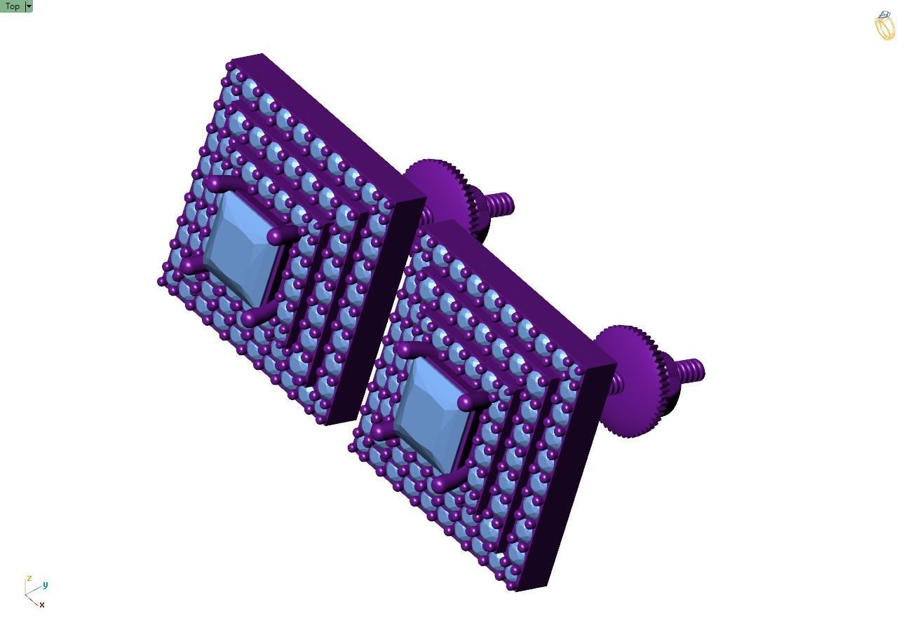 Custom Square Shape Stepping Diamond Studs - Earrings 16mm  3D print model_8