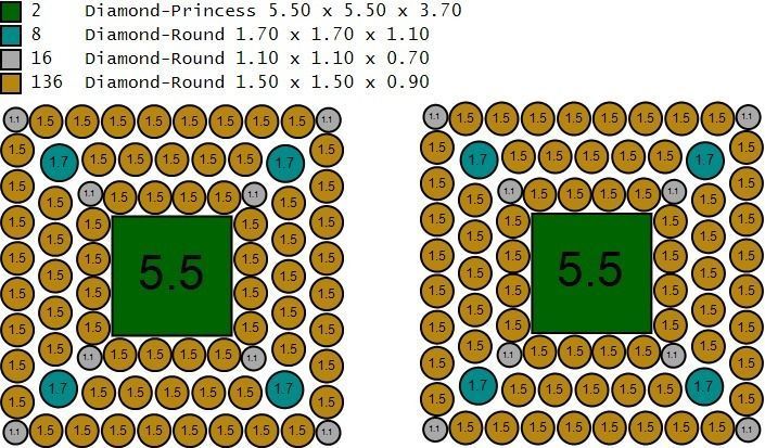 Custom Square Shape Stepping Diamond Studs - Earrings 16mm  3D print model_20