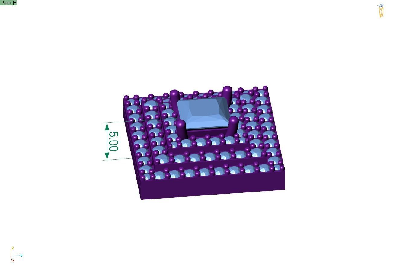 Custom Square Shape Stepping Diamond Studs - Earrings 16mm  3D print model_7