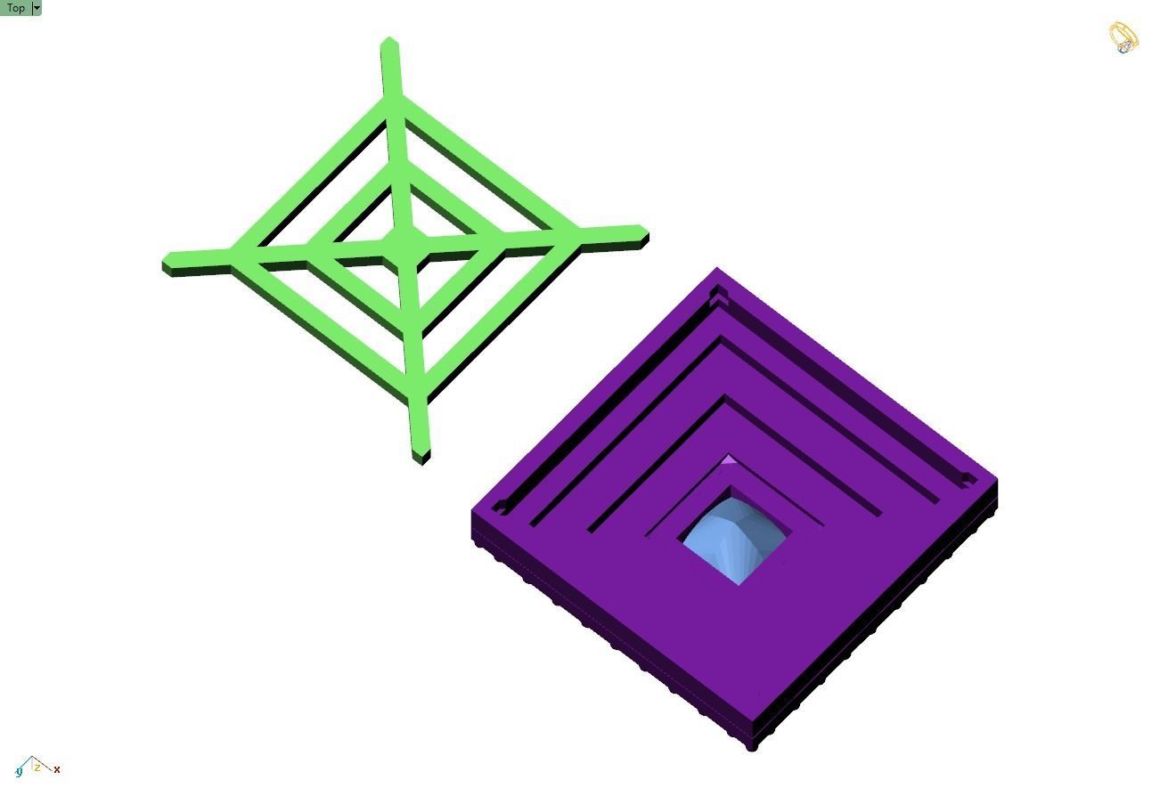 Custom Square Shape Stepping Diamond Studs - Earrings 16mm  3D print model_15