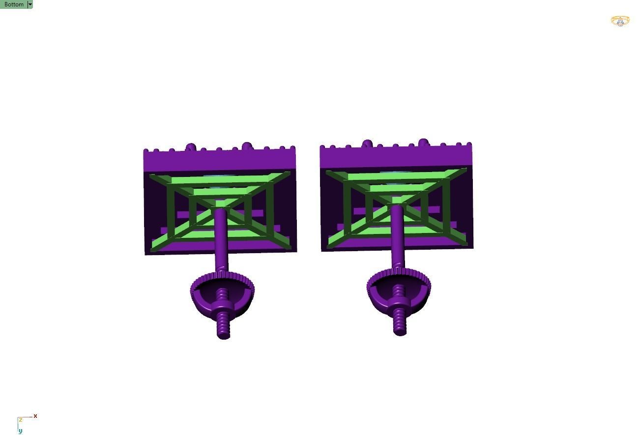 Custom Square Shape Stepping Diamond Studs - Earrings 16mm  3D print model_13