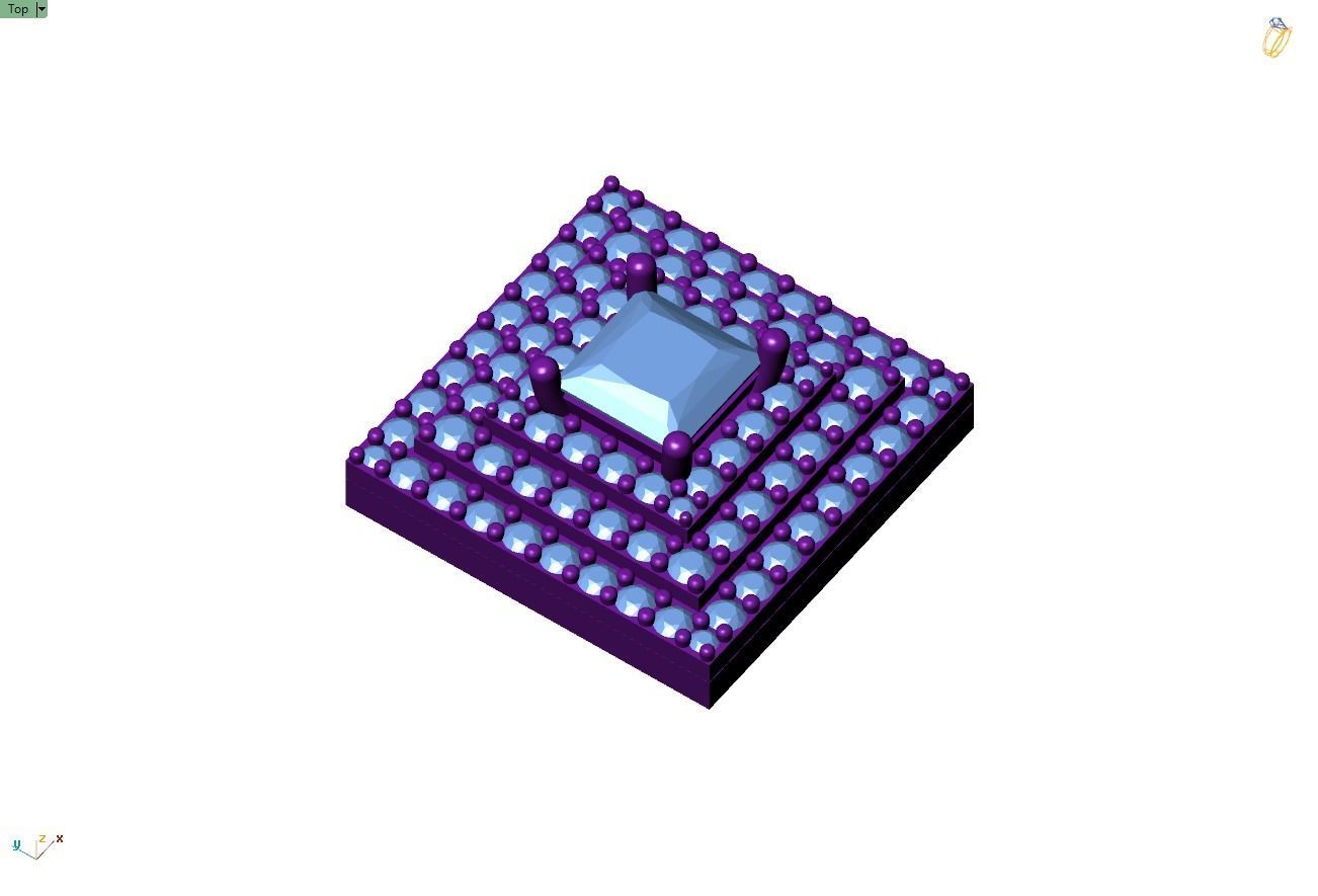 Custom Square Shape Stepping Diamond Studs - Earrings 16mm  3D print model_11