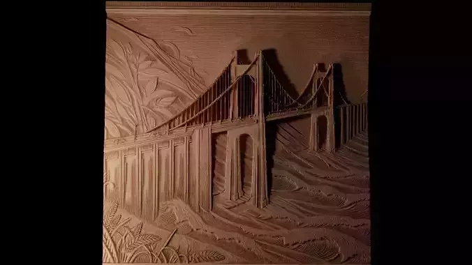 Golden Gate Bridge CNC 3d Print High Relief Sand Casting 3D print model