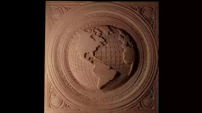 Globe CNC 3d Print High Relief Sand Casting 3D print model
