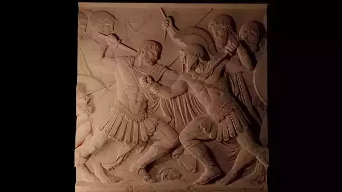 Gladiators Fighting CNC 3d Print High Relief Sand Casting