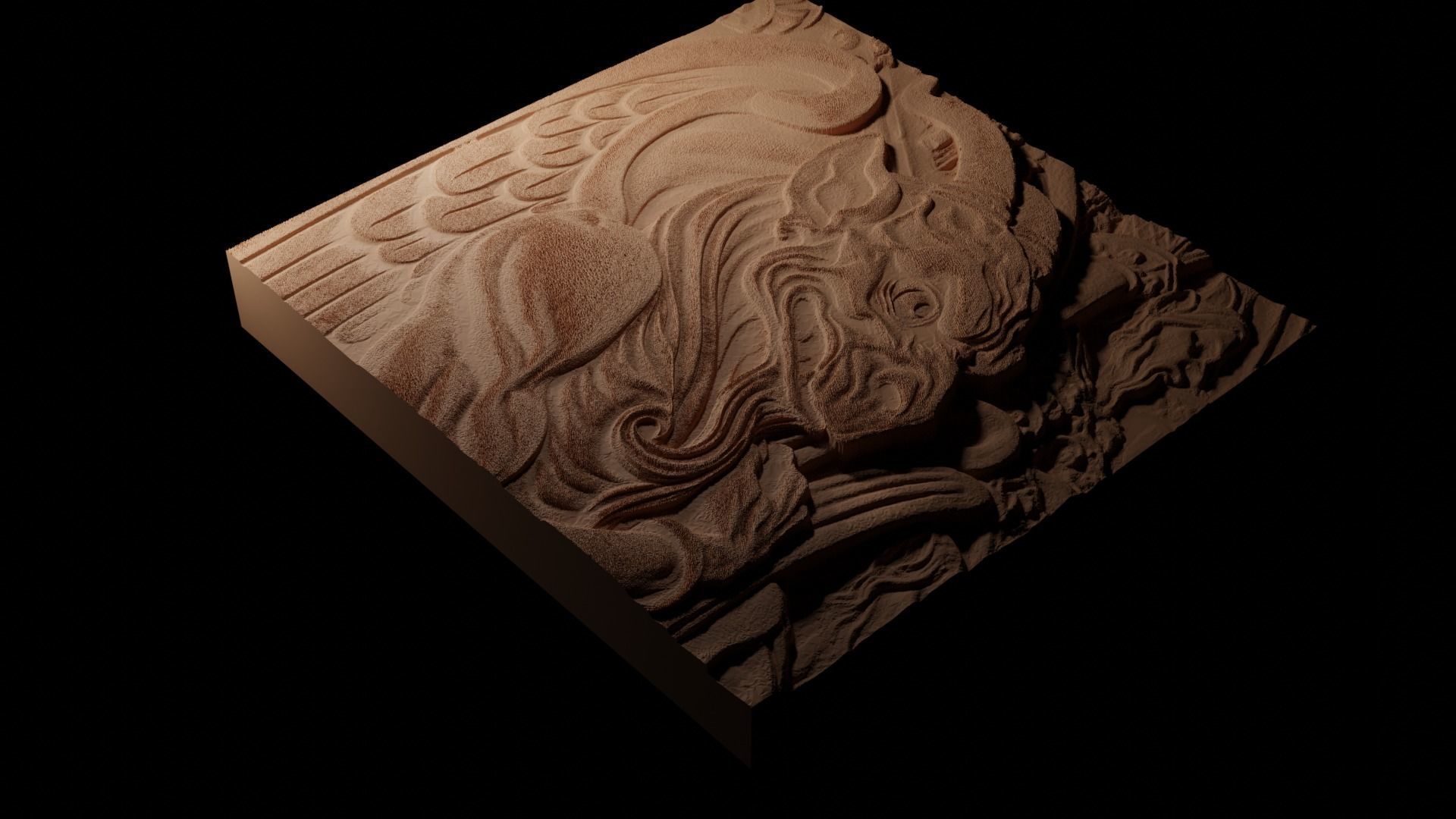 Gargoyle CNC 3d Print High Relief Sand Casting 3D print model_1