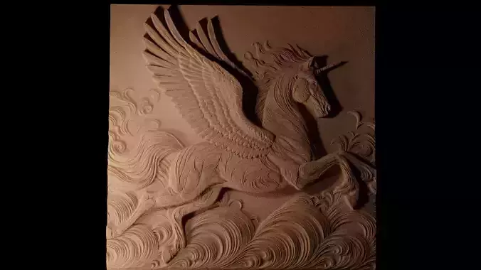Flying Unicorn CNC 3d Print High Relief Sand Casting