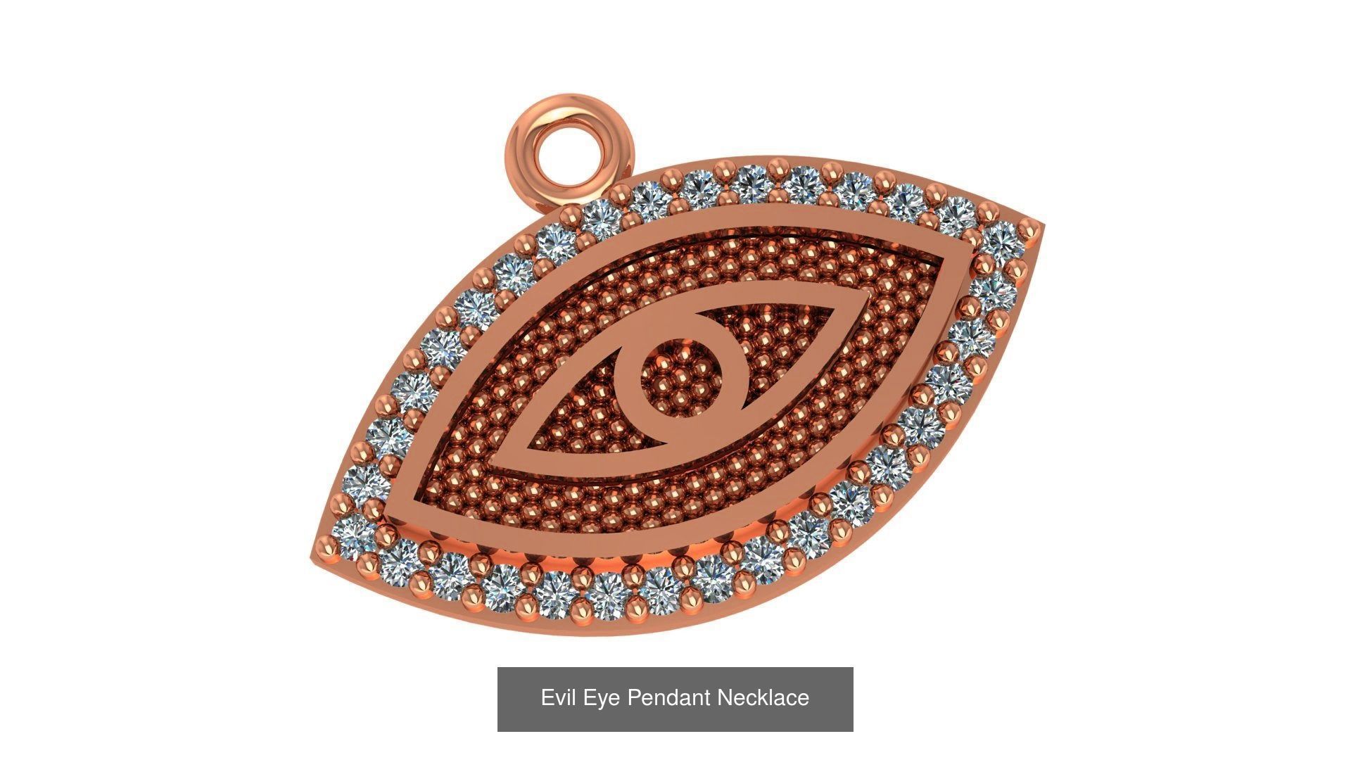 8 Evil Eye Charm Pendant Necklace 3D Model Collection_4