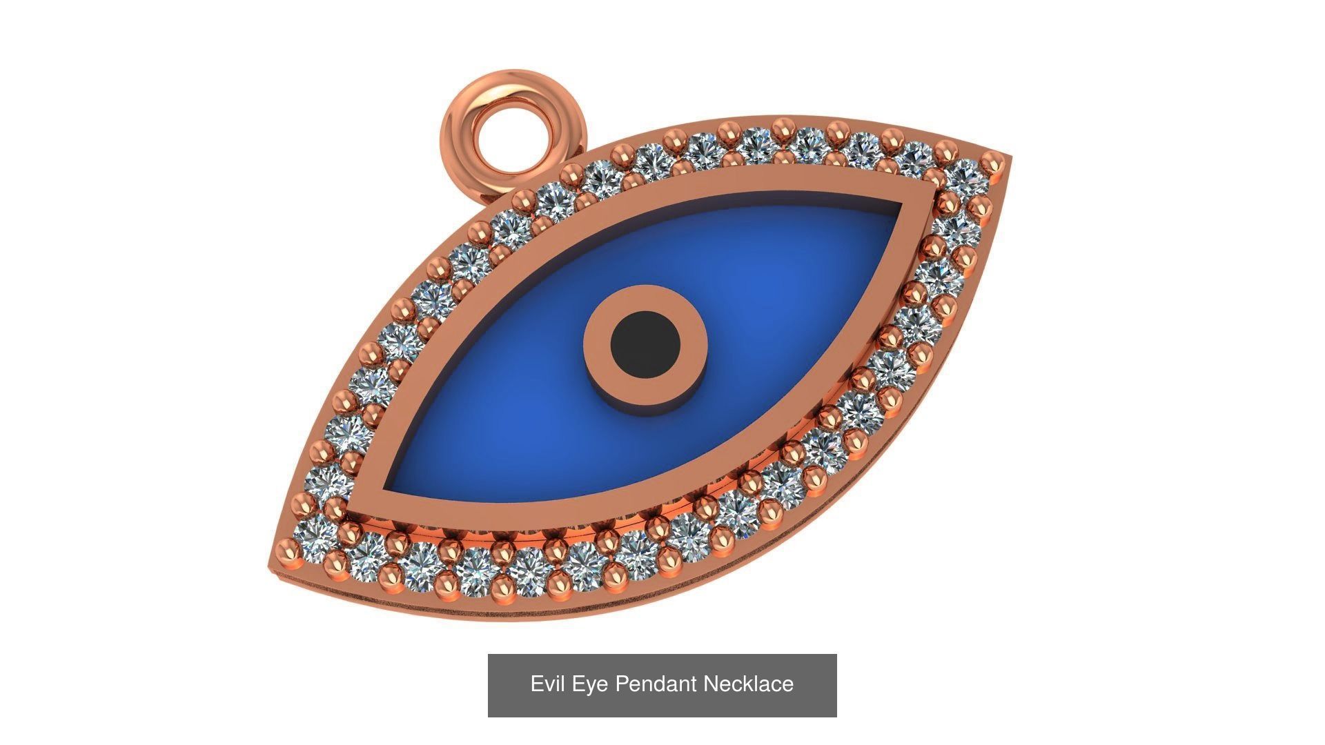 8 Evil Eye Charm Pendant Necklace 3D Model Collection_8
