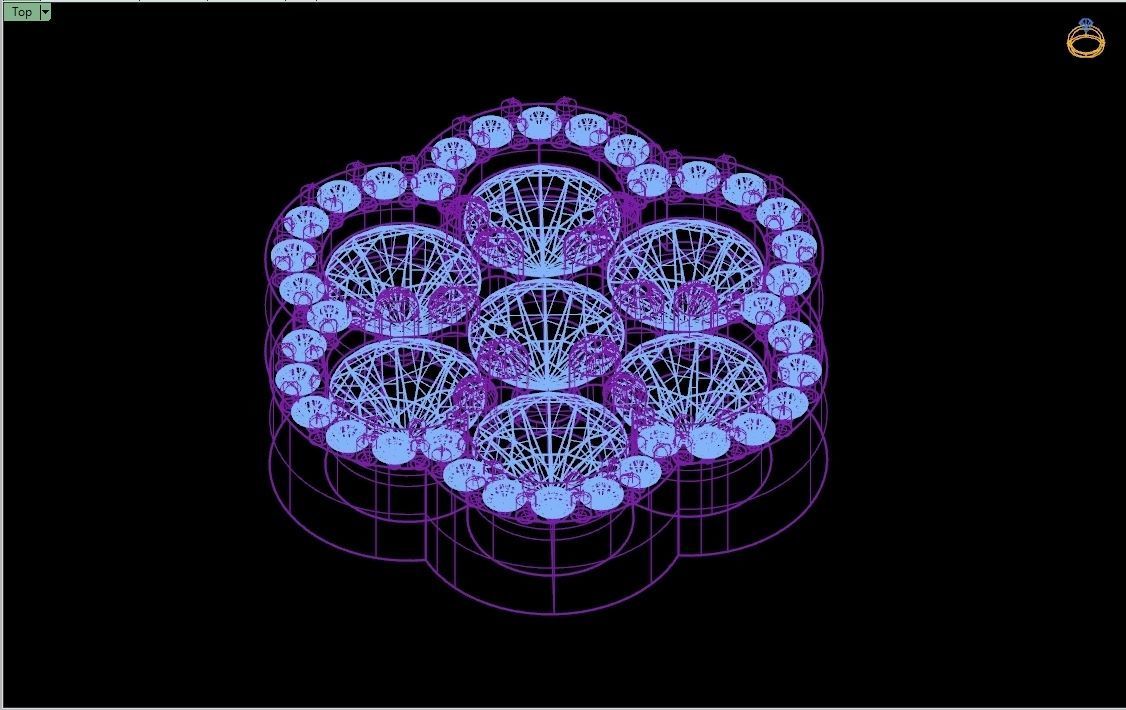 Custom Round Cluster Diamond Studs - Unisex Earrings 14mm 3D print model_14