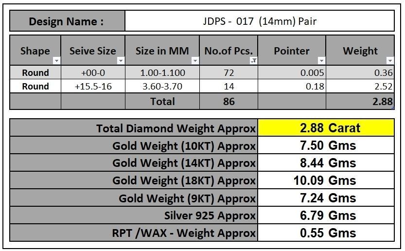 Custom Round Cluster Diamond Studs - Unisex Earrings 14mm 3D print model_17