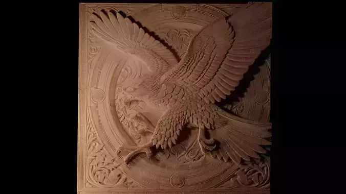 Falcon in hunt CNC 3d Print High Relief Sand Casting