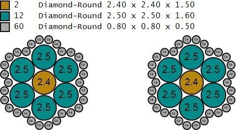 Custom Round Cluster Diamond Studs - Unisex Earrings 10mm 3D print model_15