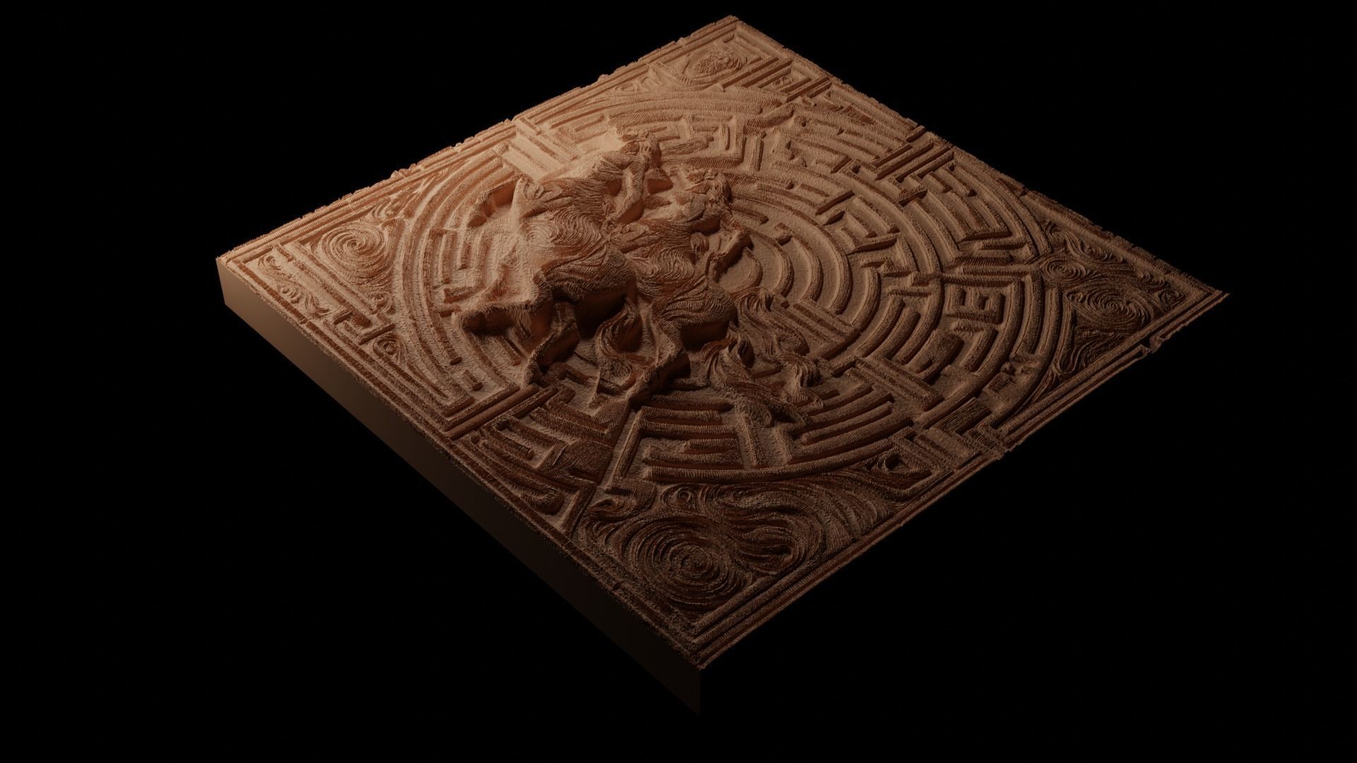 Escape The Labyrinth CNC 3d Print High Relief Sand Casting 3D print model_1