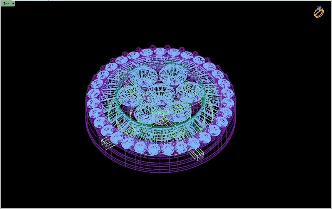 Custom Round Shape Stud with Baguettes Diamond Earring - Unisex 3D print model_15