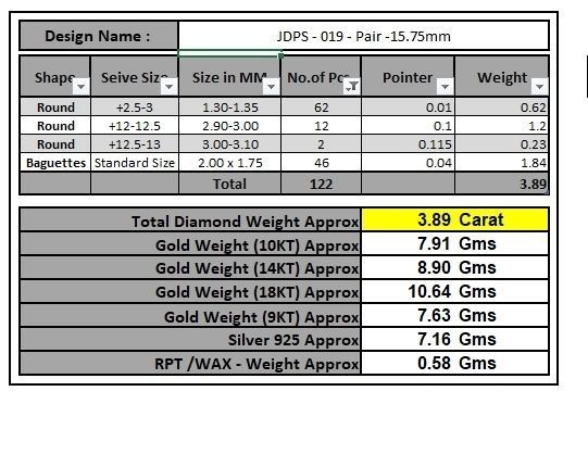 Custom Round Shape Stud with Baguettes Diamond Earring - Unisex 3D print model_20