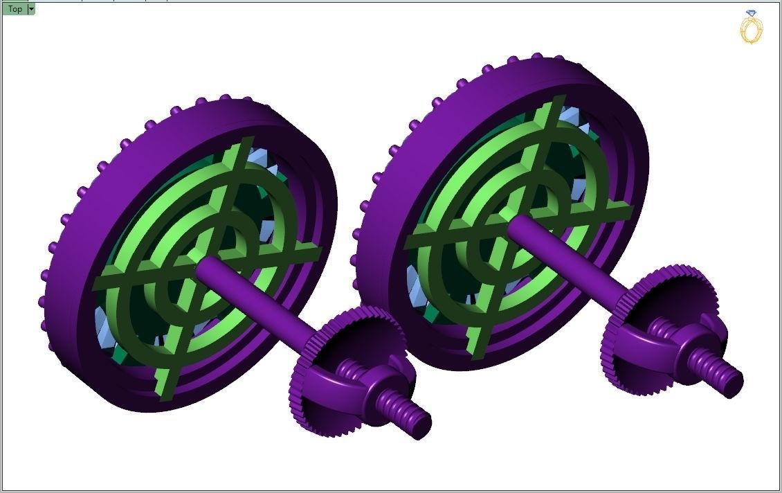 Custom Round Shape Stud with Baguettes Diamond Earring - Unisex 3D print model_14