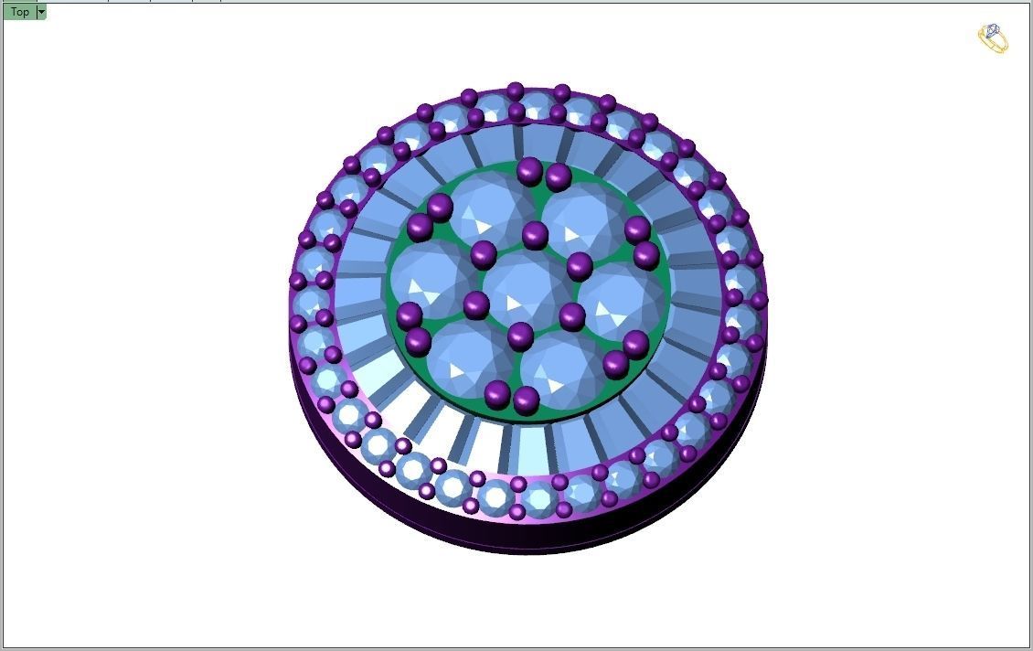 Custom Round Shape Stud with Baguettes Diamond Earring - Unisex 3D print model_8