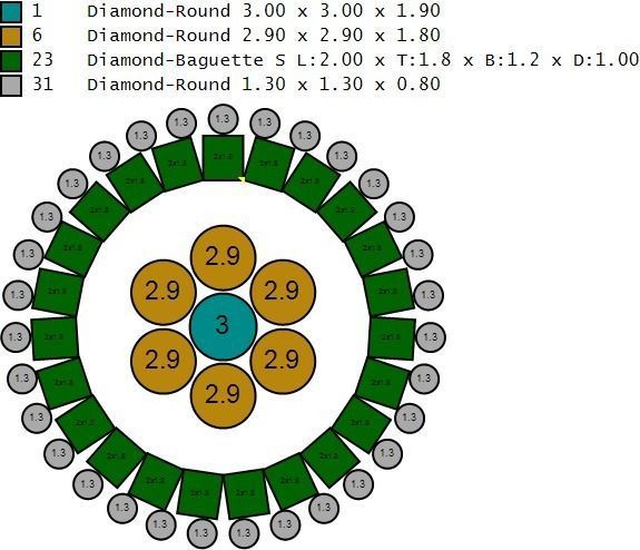 Custom Round Shape Stud with Baguettes Diamond Earring - Unisex 3D print model_18