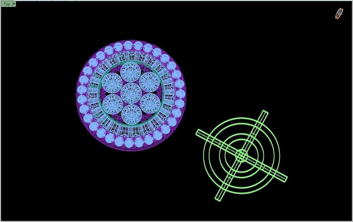 Custom Round Shape Stud with Baguettes Diamond Earring - Unisex 3D print model_16