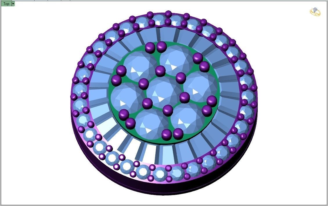 Custom Round Shape Stud with Baguettes Diamond Earring - Unisex 3D print model_12