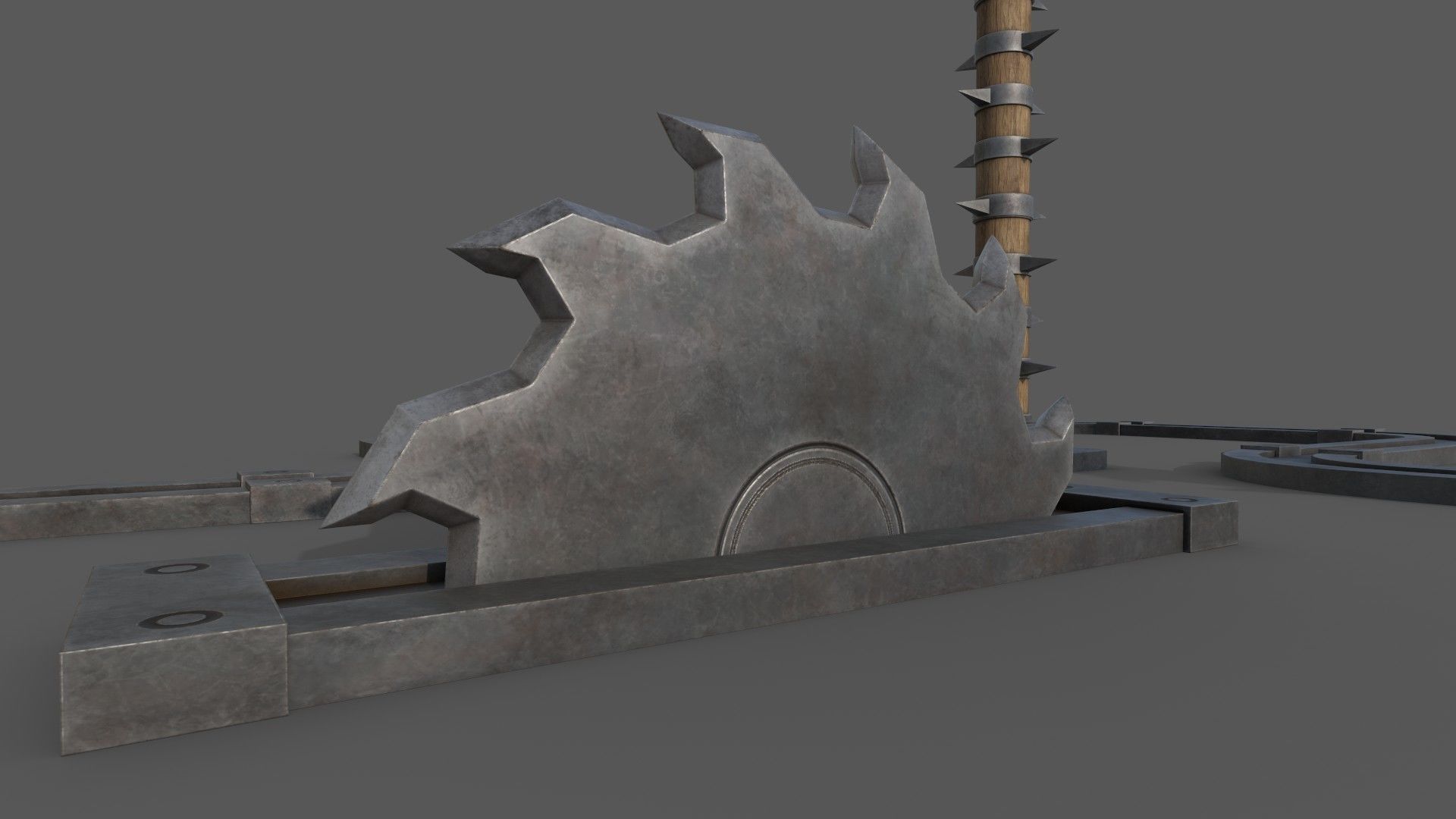 Saw and Spikes Low-poly 3D model_5