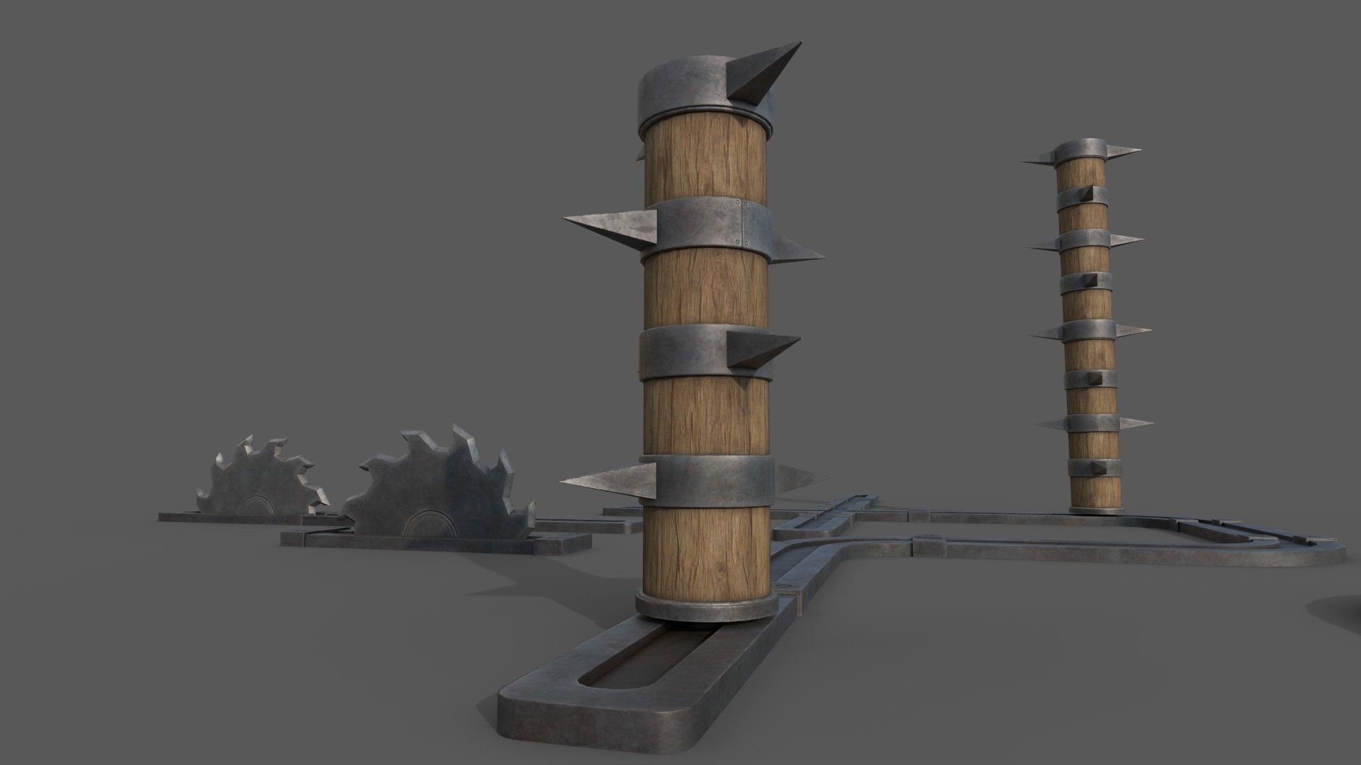 Saw and Spikes Low-poly 3D model_1