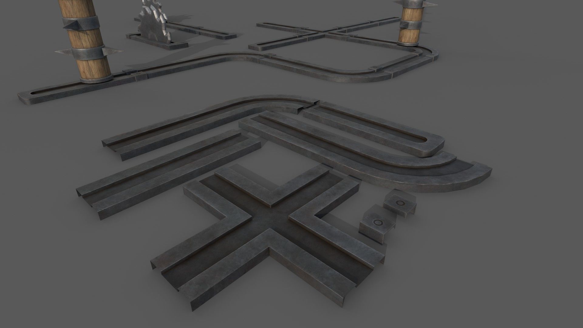 Saw and Spikes Low-poly 3D model_6