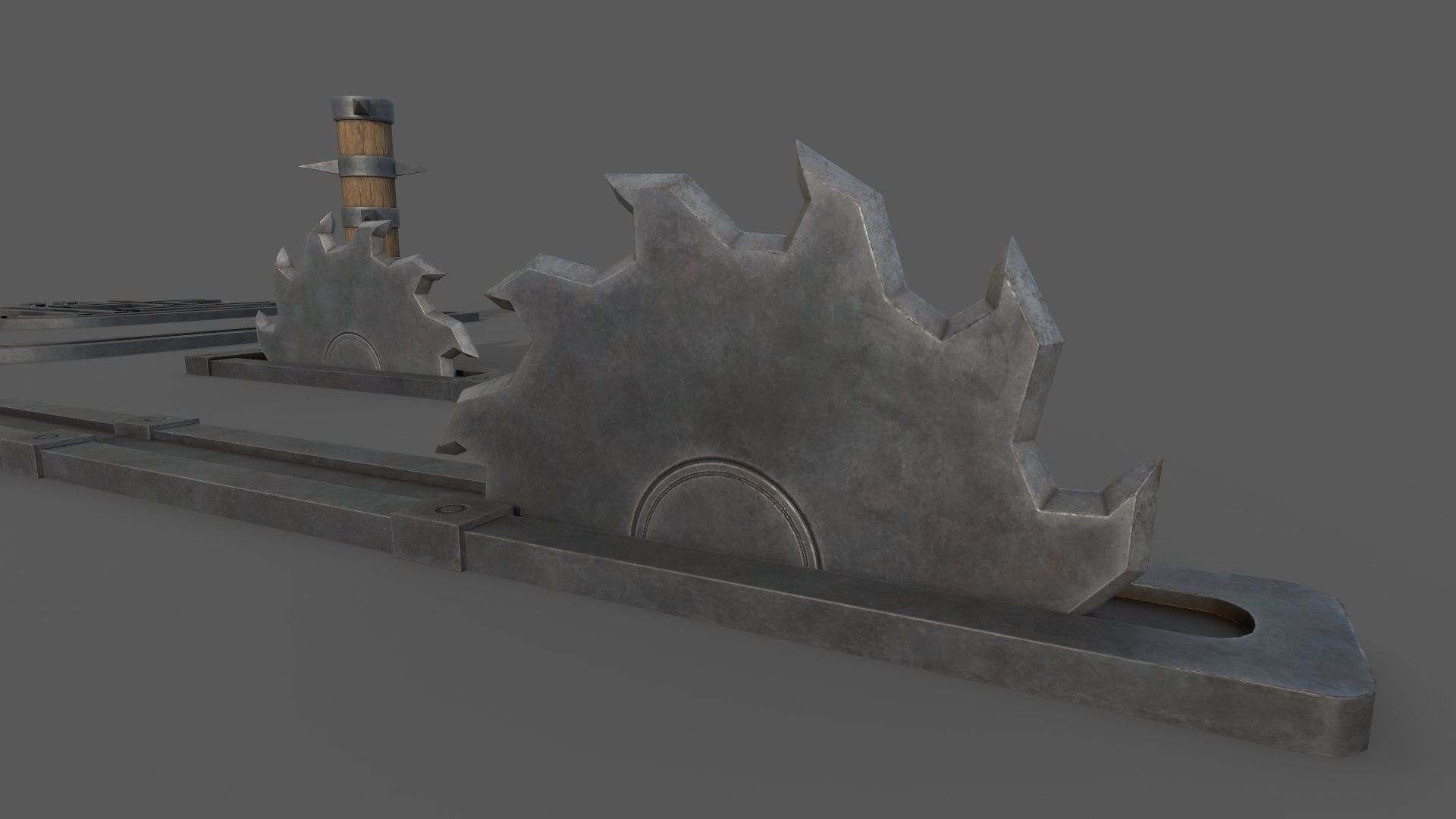 Saw and Spikes Low-poly 3D model_4