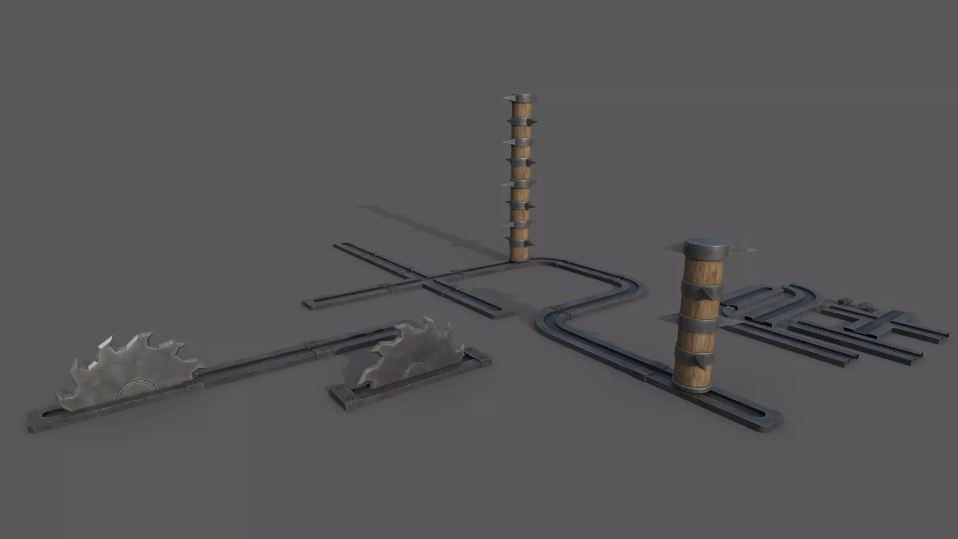 Saw and Spikes Low-poly 3D model_0