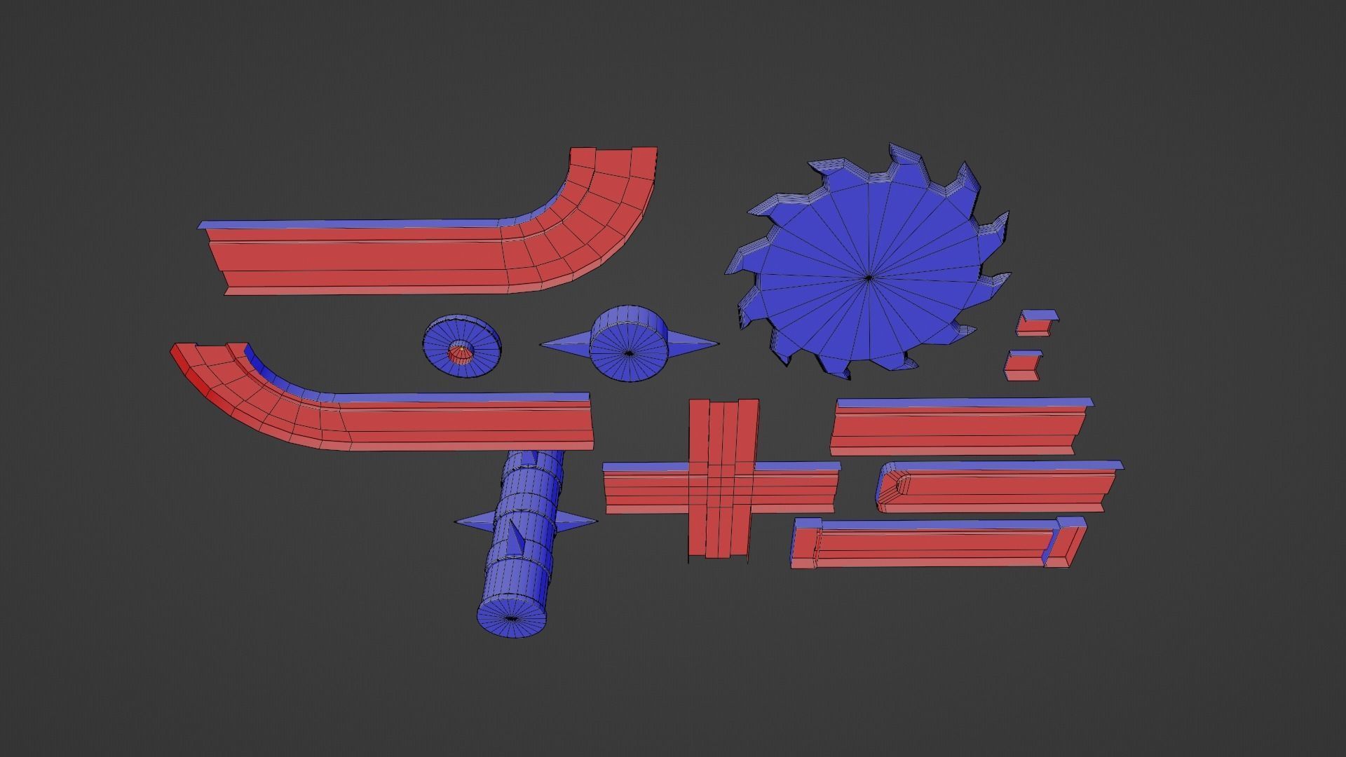 Saw and Spikes Low-poly 3D model_9