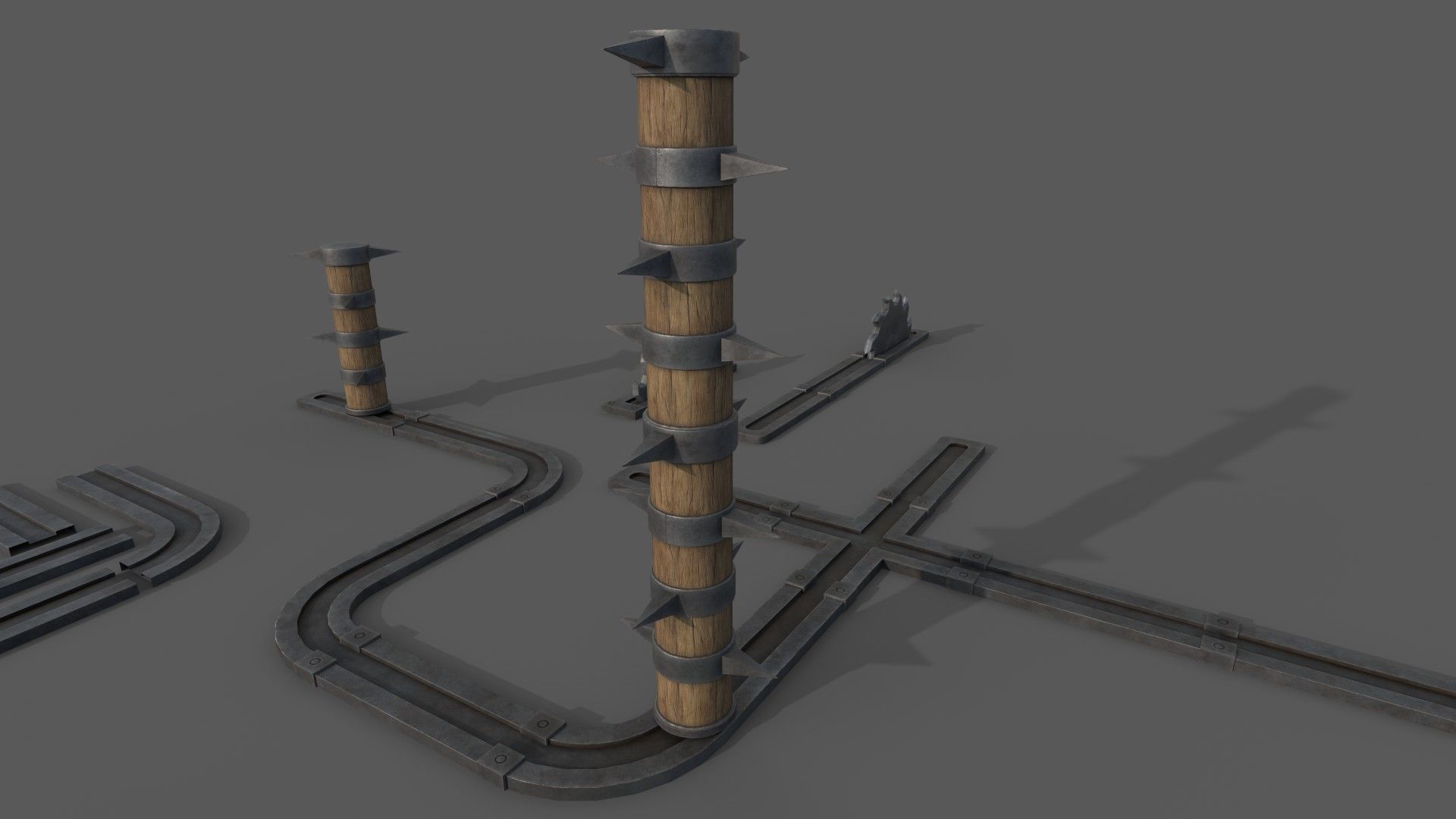 Saw and Spikes Low-poly 3D model_3