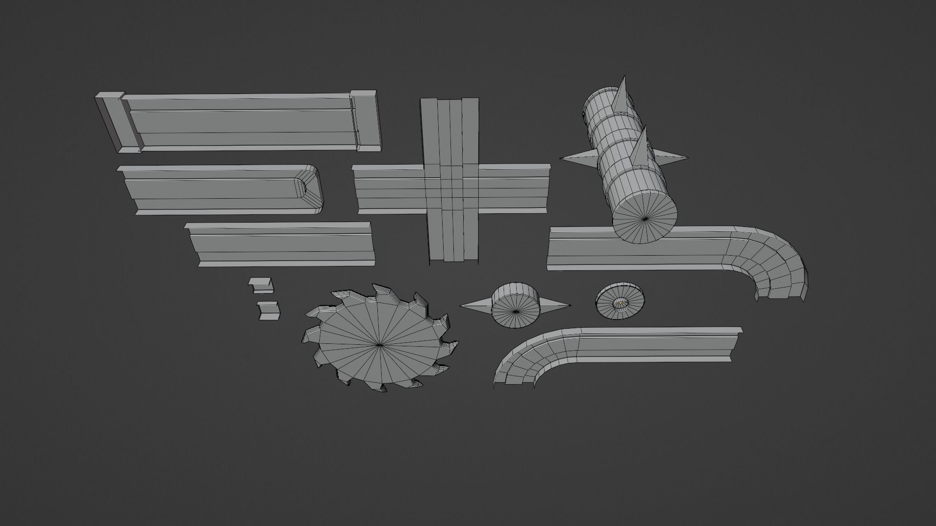 Saw and Spikes Low-poly 3D model_8