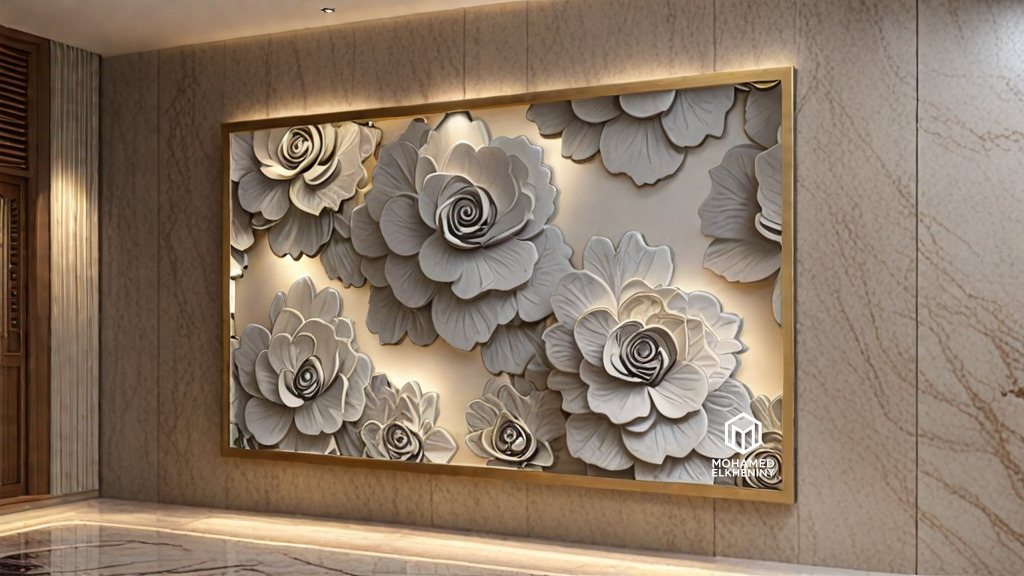 modern panel wall decor set relief stl mural CNC 303 3D model_5