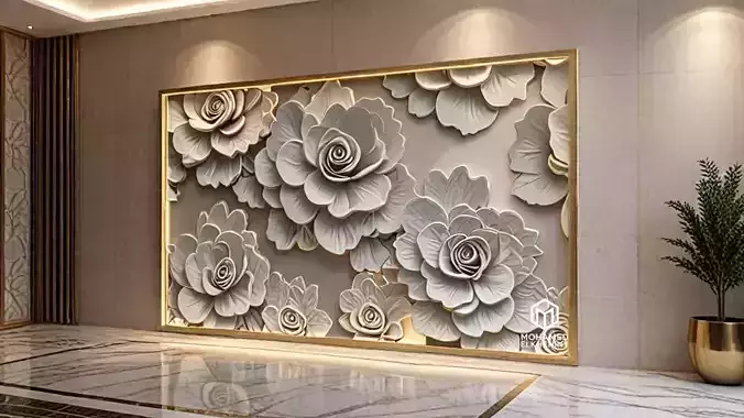 modern panel wall decor set relief stl mural CNC 303