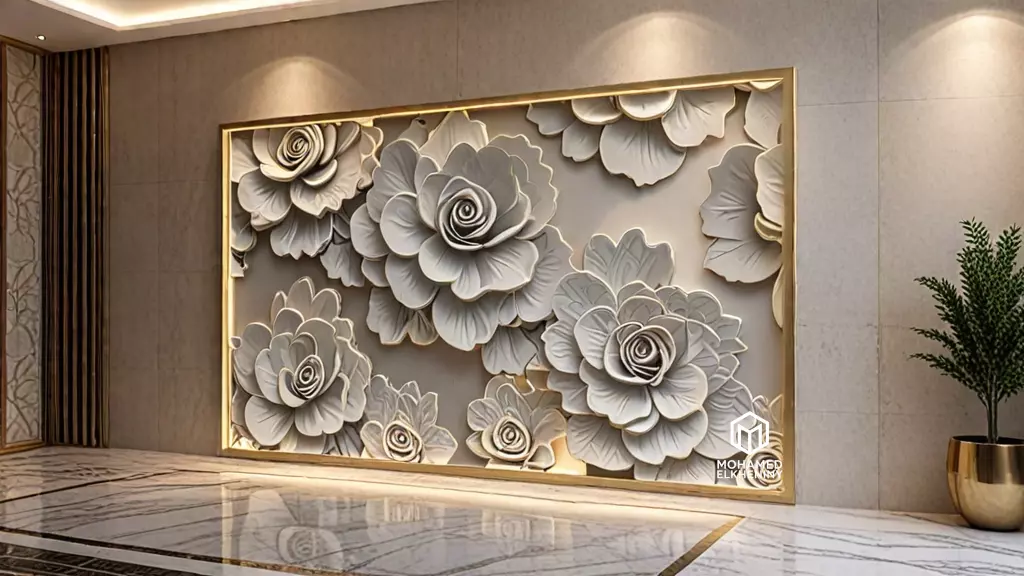 modern panel wall decor set relief stl mural CNC 303 3D model_0