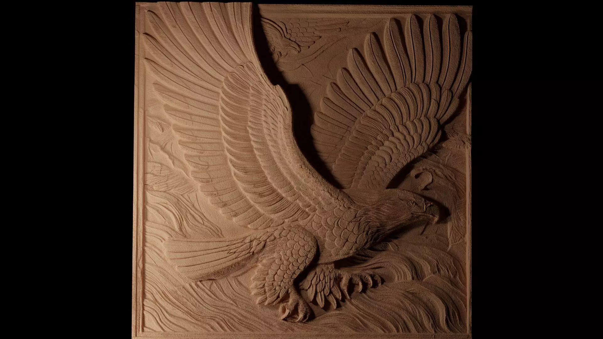 Eagle in Flight CNC 3d Print High Relief Sand Casting 3D print model_0