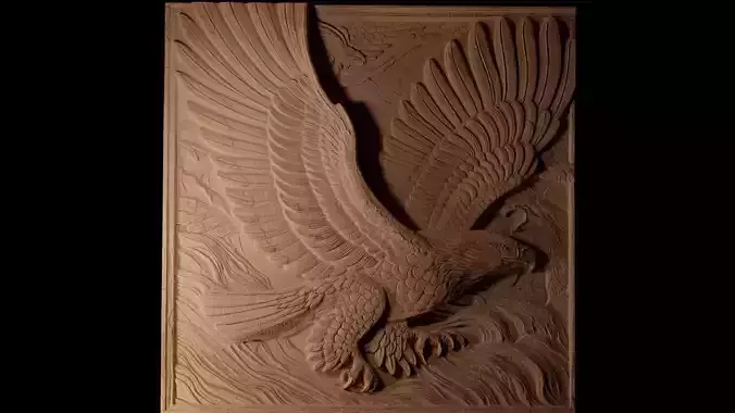 Eagle in Flight CNC 3d Print High Relief Sand Casting