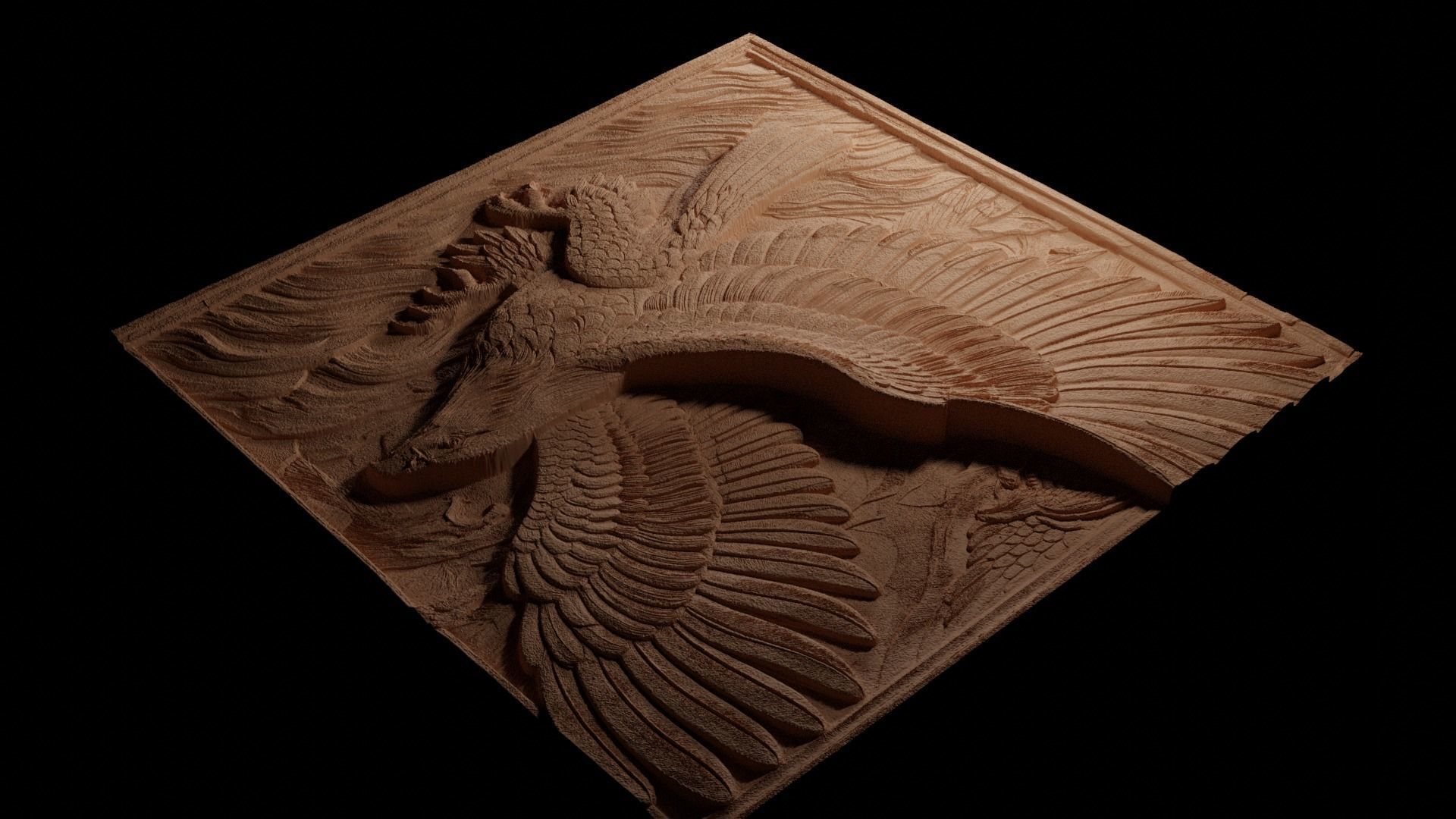 Eagle in Flight CNC 3d Print High Relief Sand Casting 3D print model_3