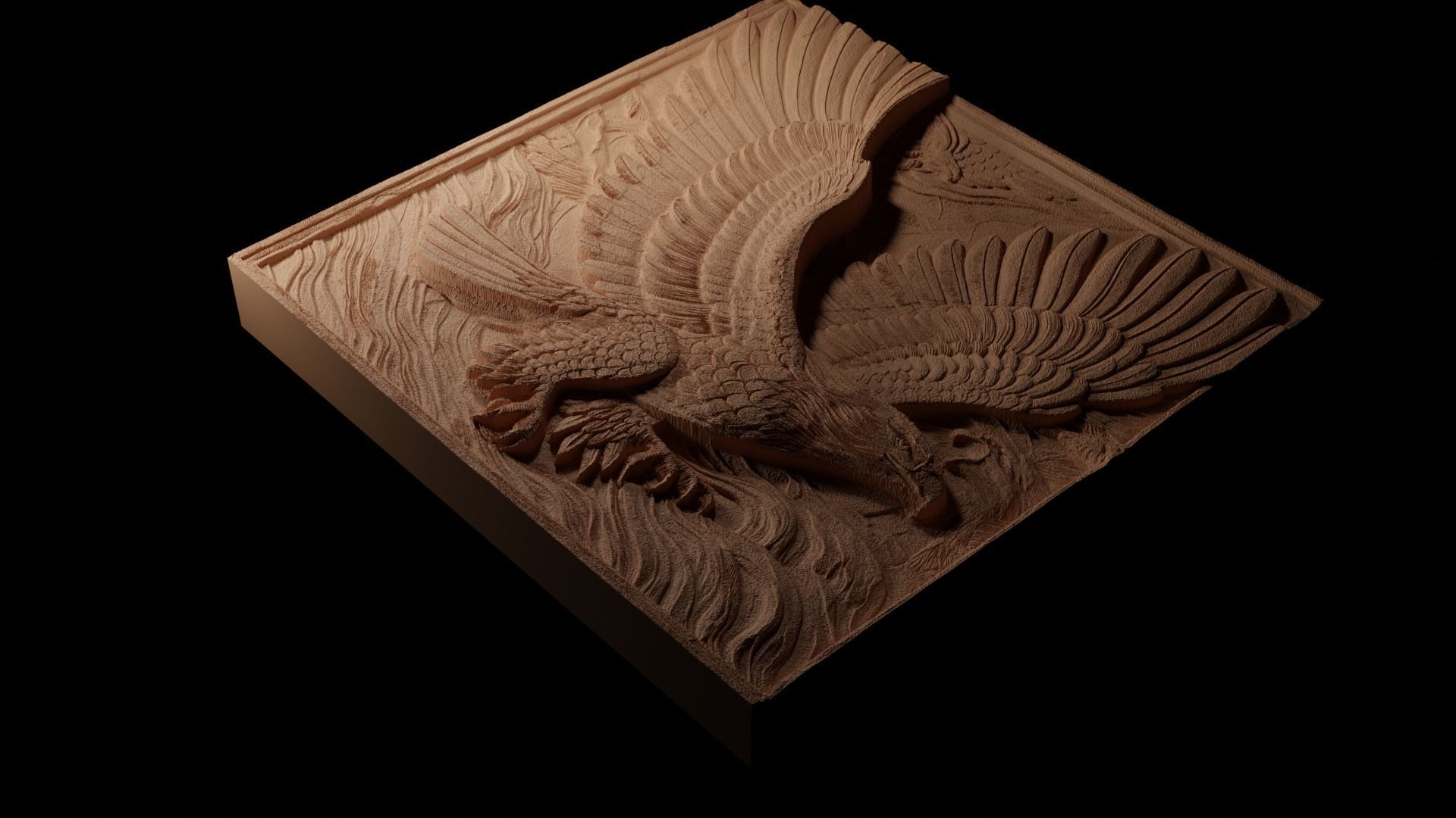 Eagle in Flight CNC 3d Print High Relief Sand Casting 3D print model_1